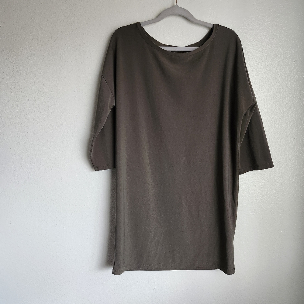 Free Press Extra Soft Longline Tee XS Taupe/Olive Neutral Minimalist Layering XS